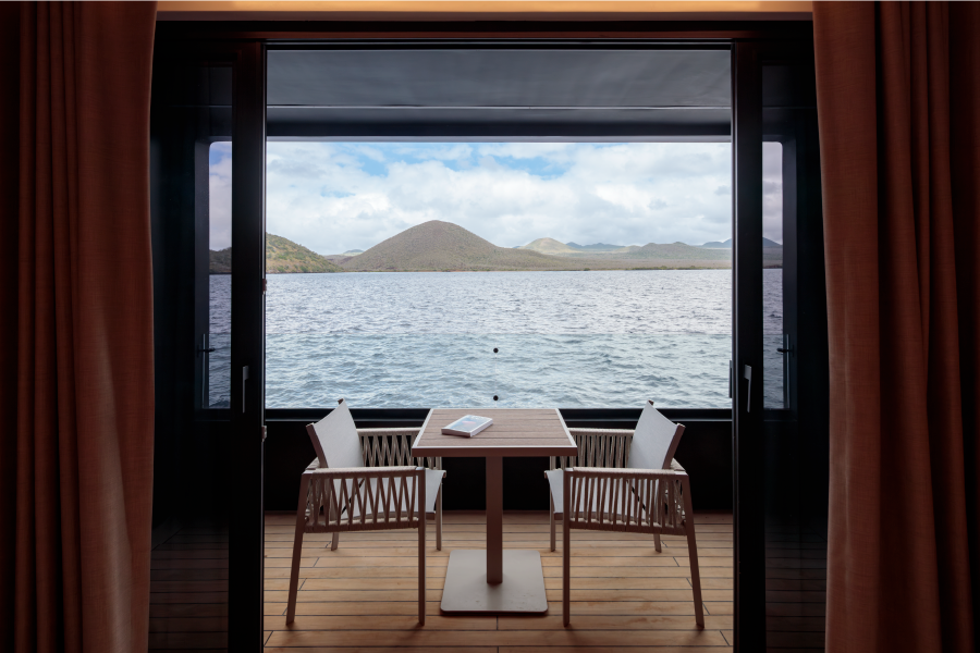 Romantic private deck on a luxury Galápagos yacht