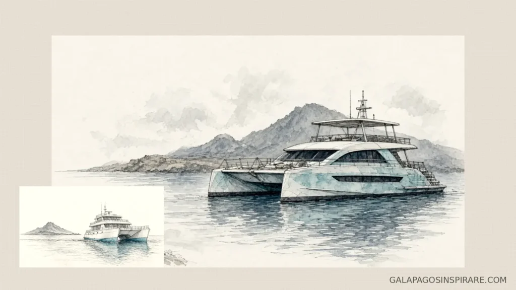 anahi galapagos catamaran naturalist sketch illustration