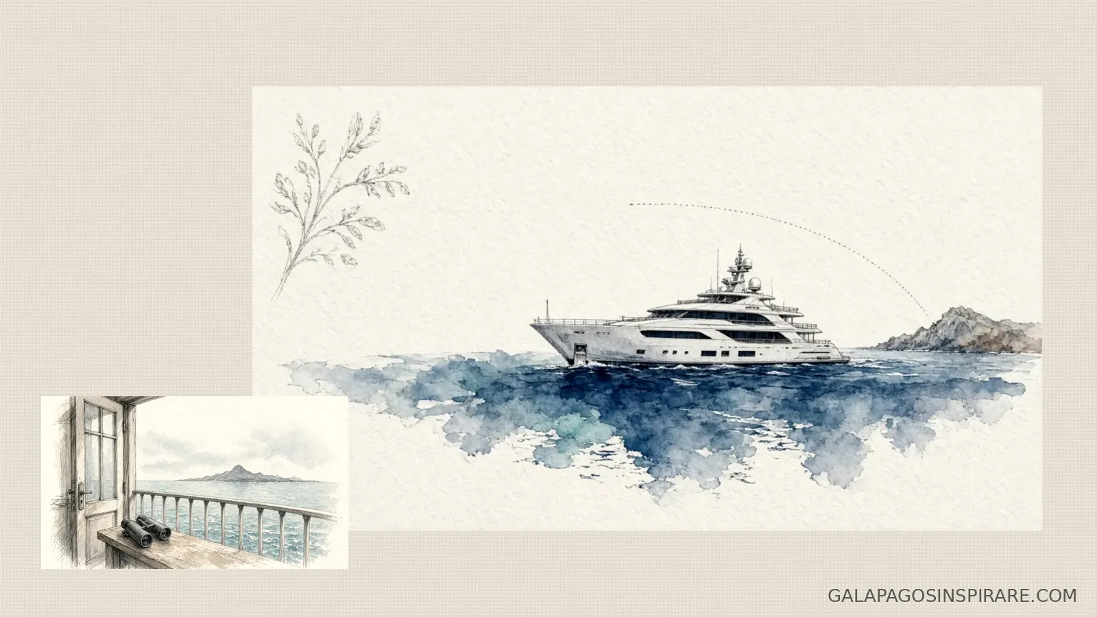 Naturalist sketch route and coastal view for anahi galapagos catamaran guide