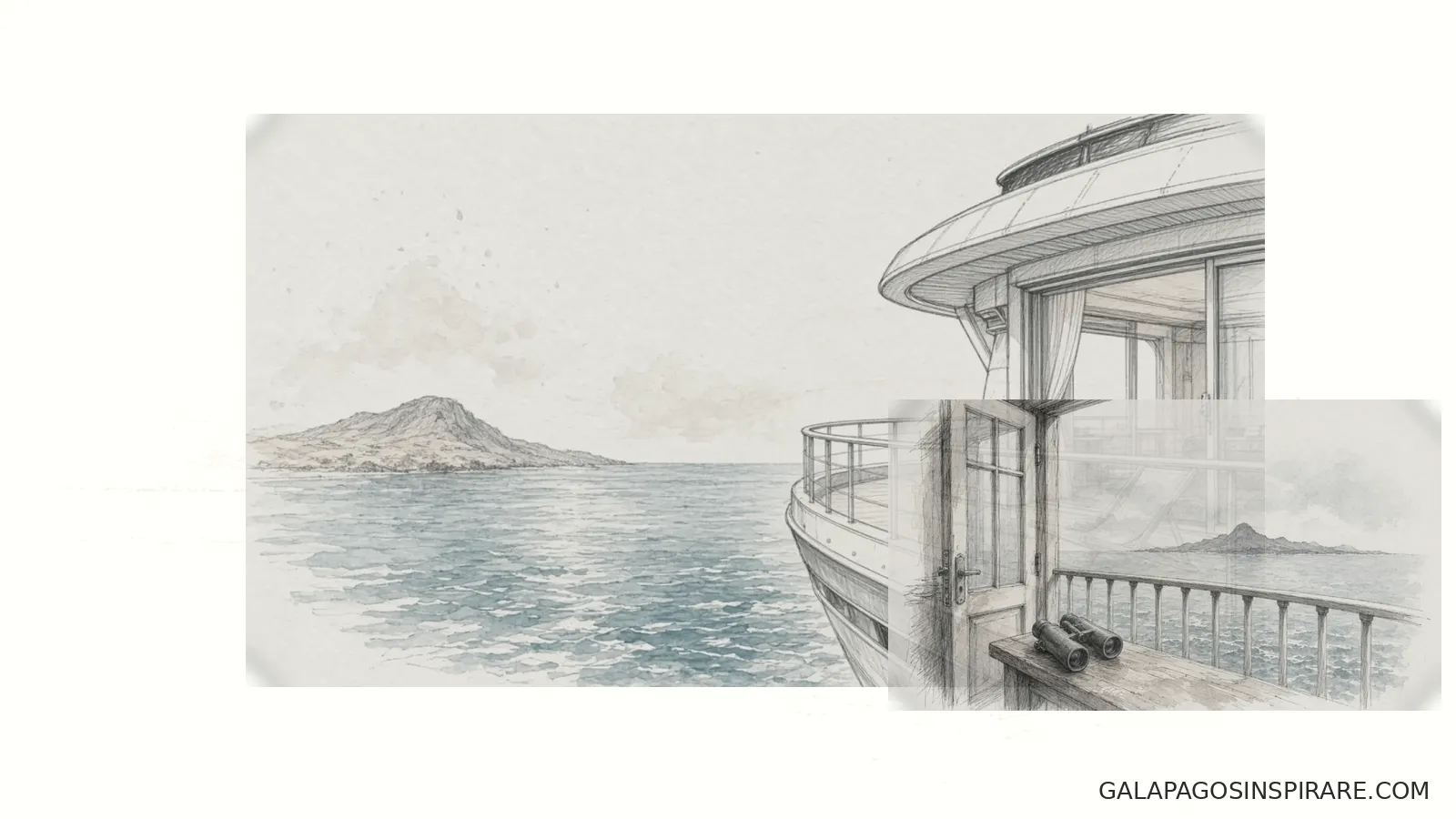 Celebrity Flora Galapagos naturalist sketch celebrity flora galapagos all-suite expedition ship sketch overlooking volcanic islands