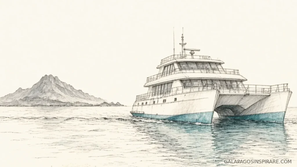 galapagos 5 day cruise island silhouette naturalist sketch soft dawn peach ivory