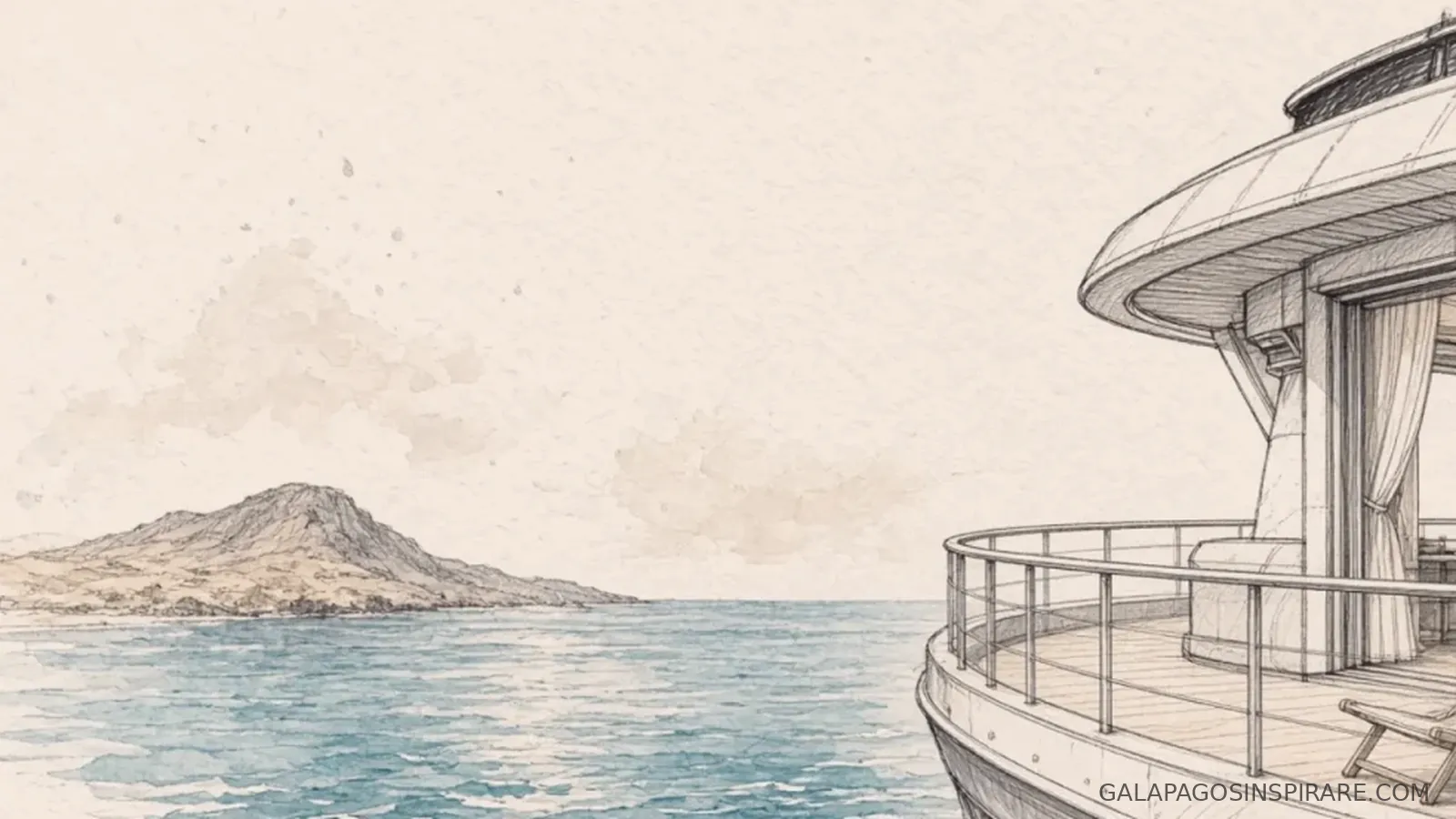 Naturalist sketch for galapagos cruise for couples balcony evening
