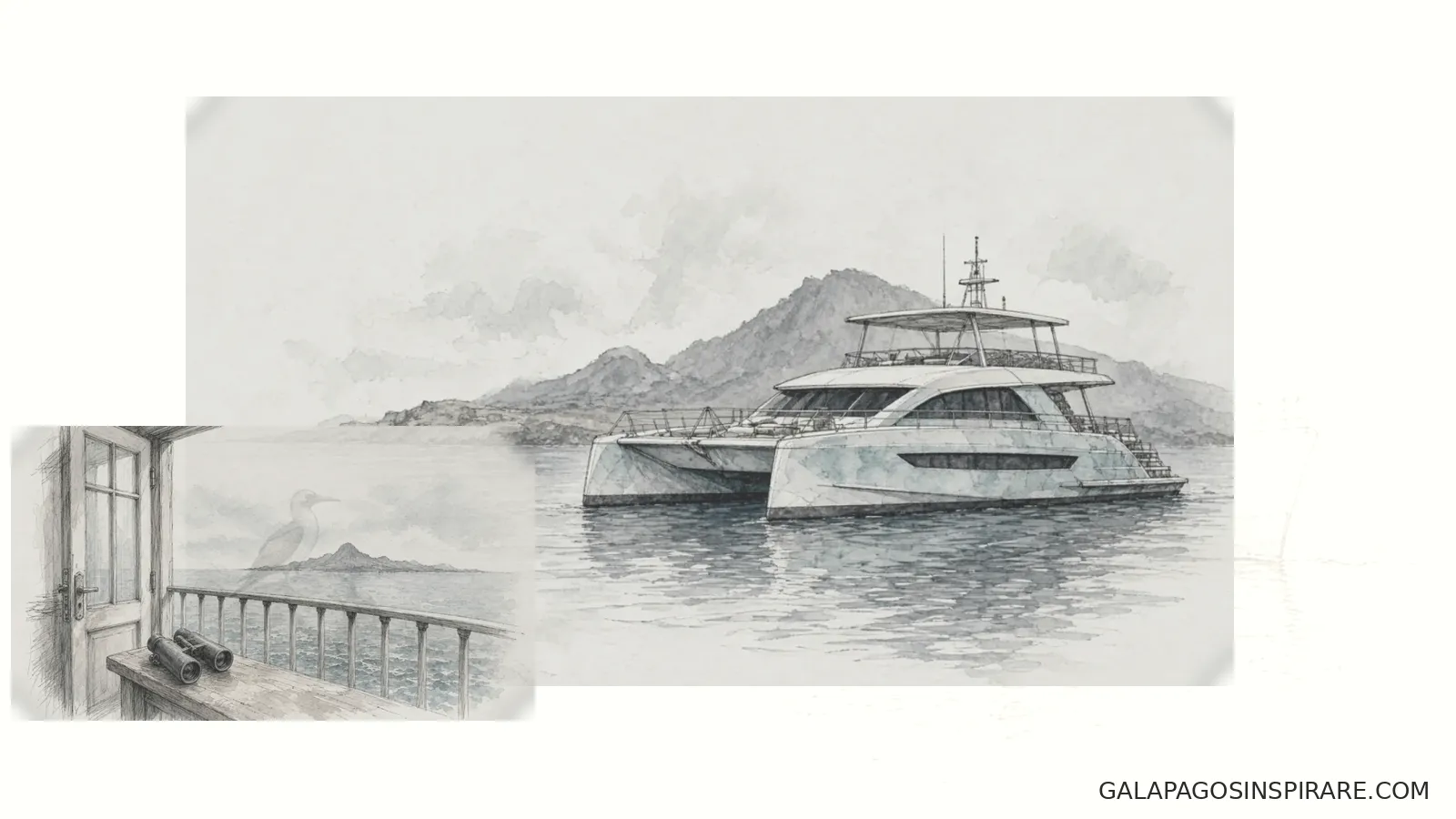 Santa Cruz II Galapagos naturalist sketch santa cruz ii galapagos expedition ship naturalist sketch near turquoise water