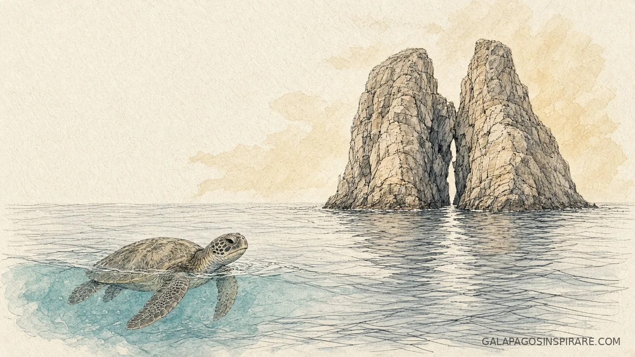 galapagos eastern islands cruise kicker rock turtle naturalist sketch