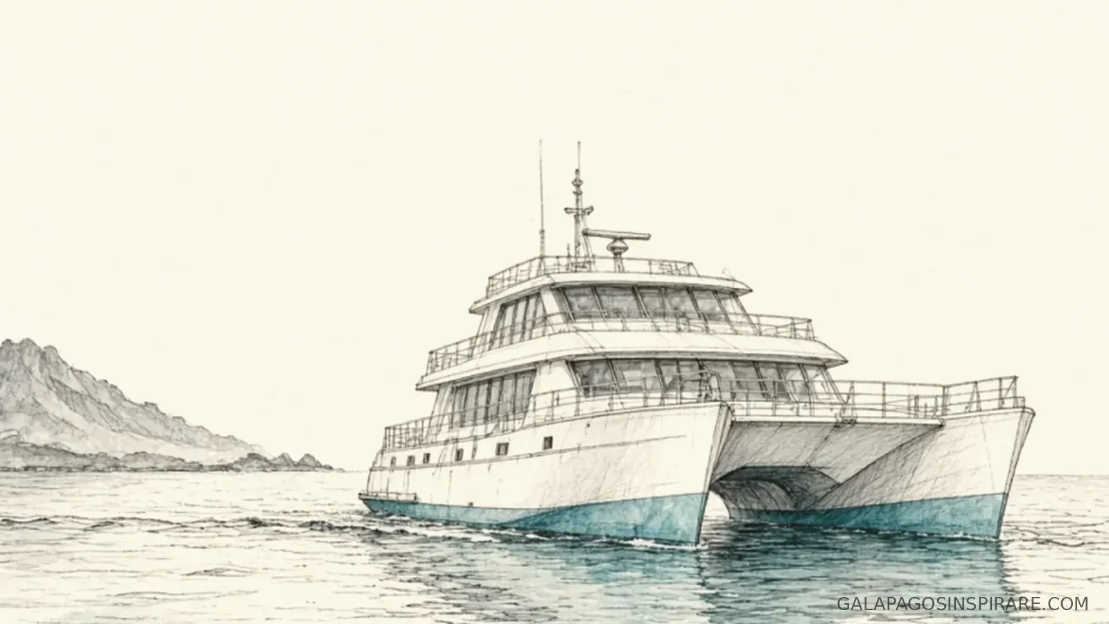 Naturalist sketch for galapagos family cruise island morning
