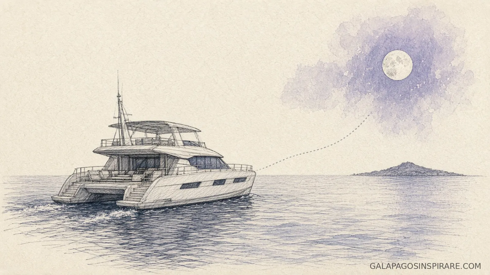 Naturalist sketch for galapagos honeymoon cruise catamaran moonrise
