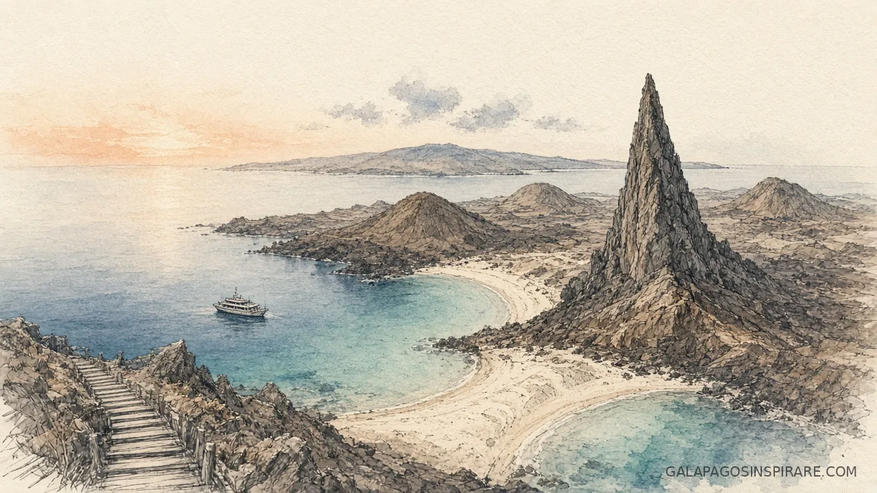 galapagos northern islands cruise pinnacle rock bartolome naturalist sketch