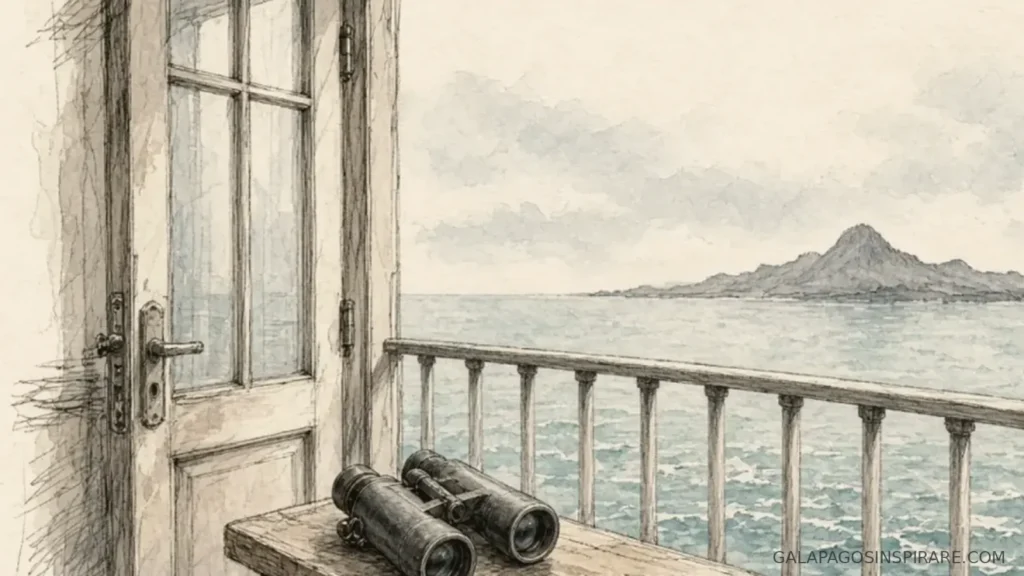 galapagos photography cruise binoculars naturalist sketch cool amber late-afternoon