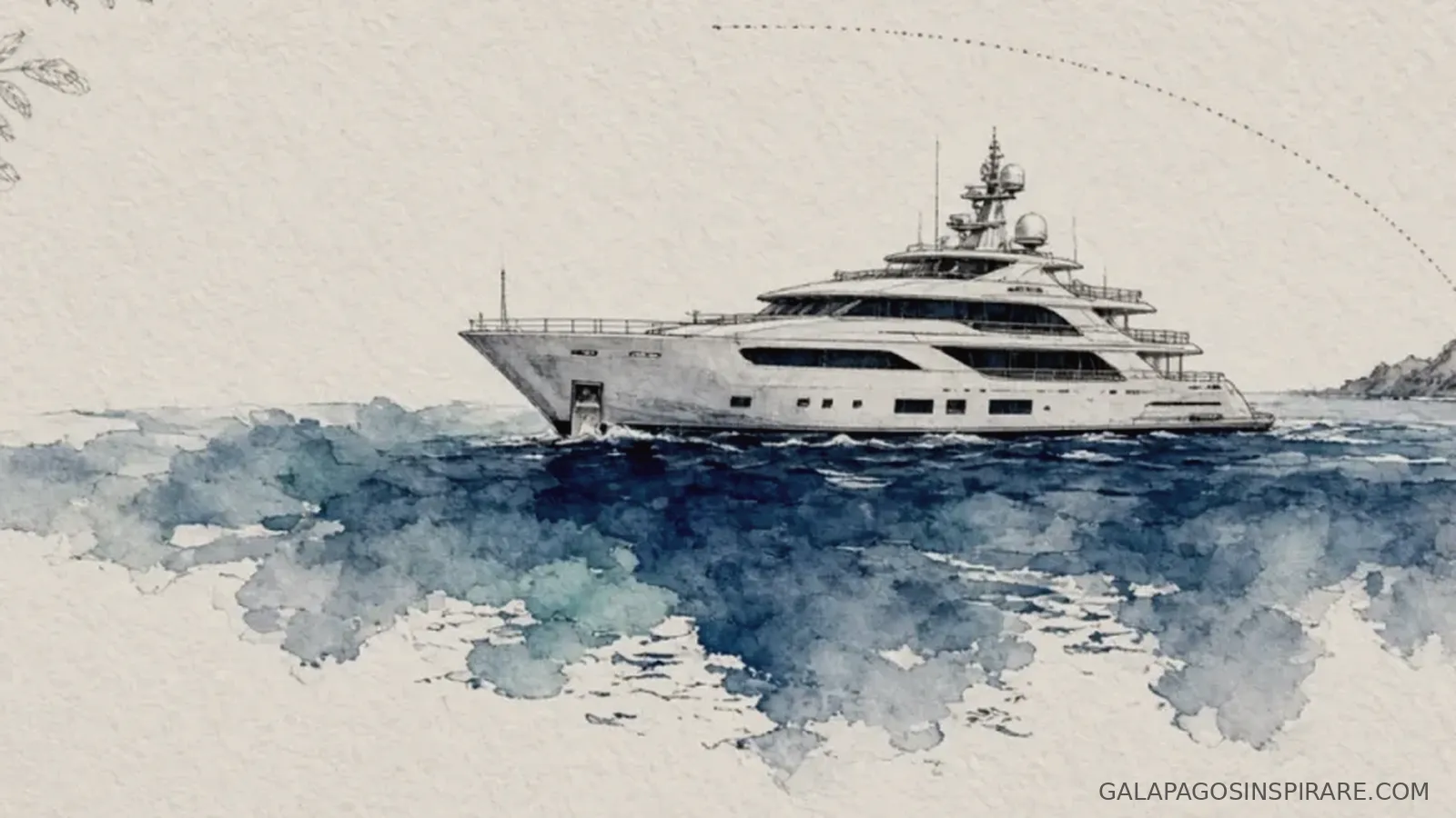 Naturalist sketch for galapagos photography cruise route volcanic dusk