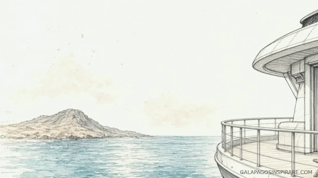 galapagos solo traveler cruise balcony view naturalist sketch cool mist morning