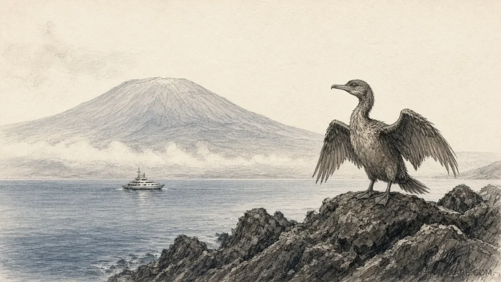 galapagos western islands cruise cormorant fernandina naturalist sketch