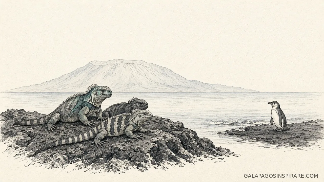 galapagos western islands cruise iguanas penguin naturalist sketch galapagos western islands cruise iguanas penguin naturalist sketch