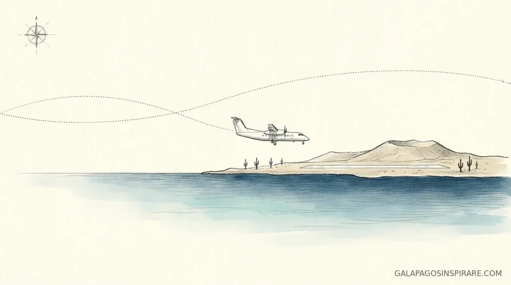 how to get to the galapagos islands plane landing baltra naturalist sketch
