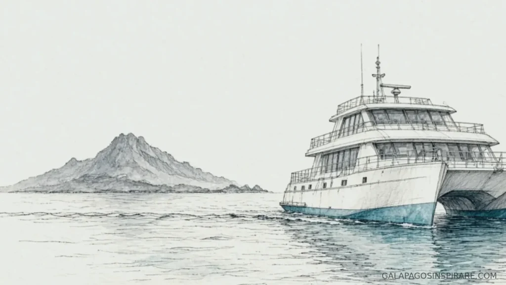 monique galapagos catamaran naturalist sketch cool morning island