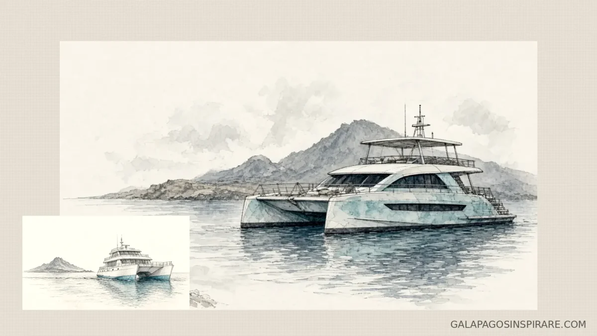anahi galapagos catamaran naturalist sketch illustration