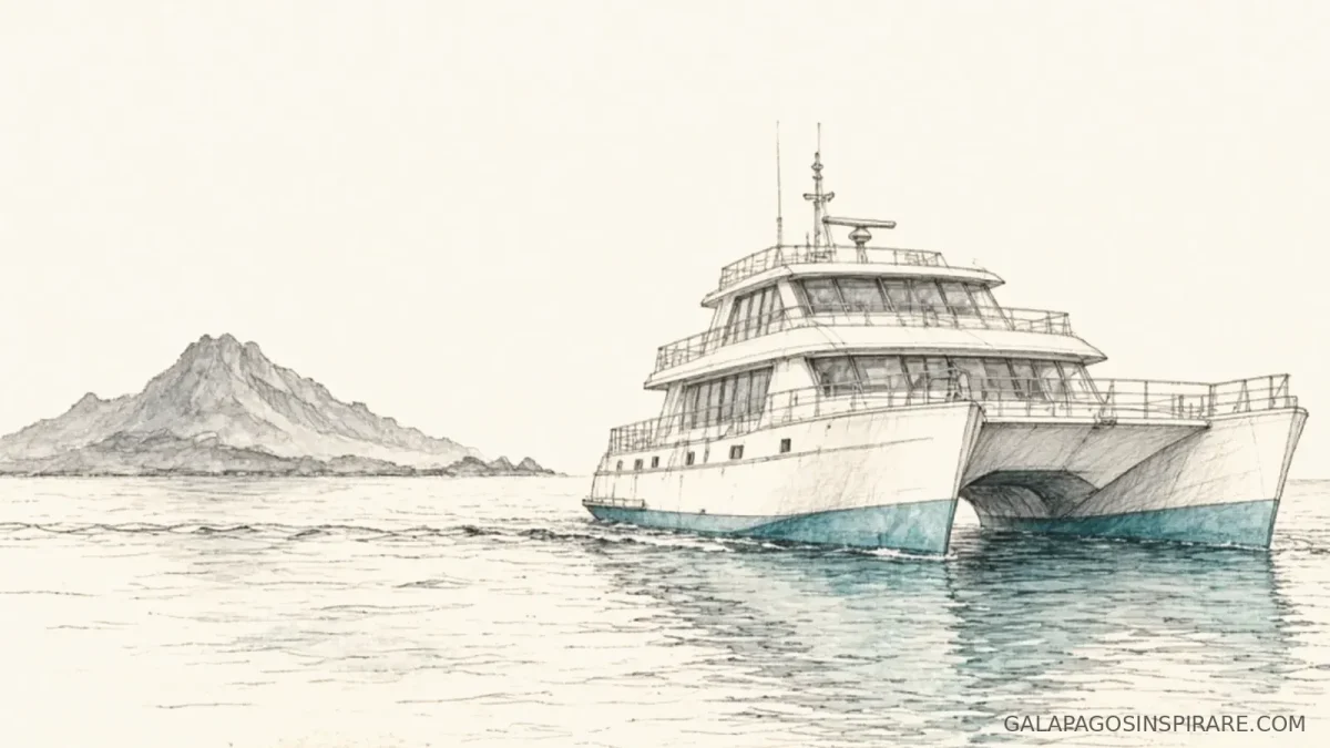 galapagos 5 day cruise island silhouette naturalist sketch soft dawn peach ivory
