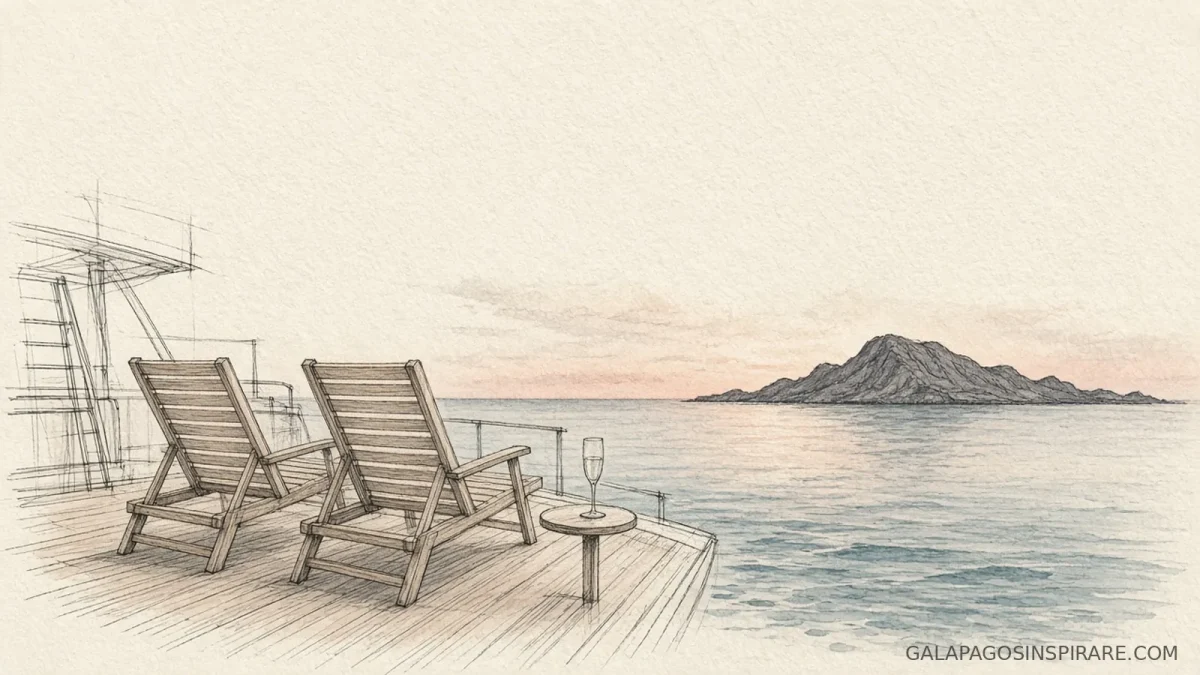 galapagos honeymoon cruise twin chairs naturalist sketch warm dusk