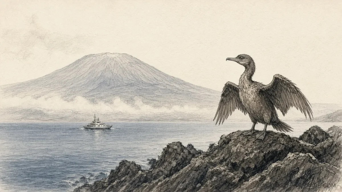 galapagos western islands cruise cormorant fernandina naturalist sketch