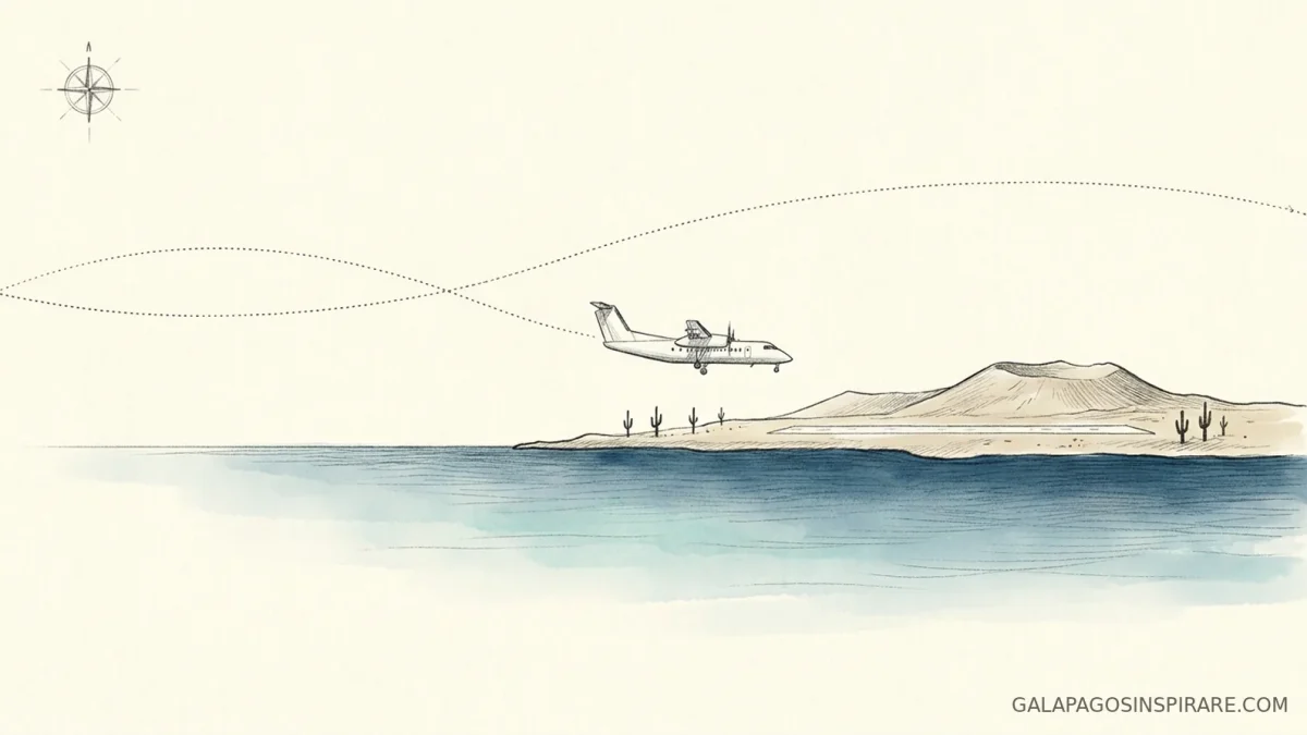 how to get to the galapagos islands plane landing baltra naturalist sketch