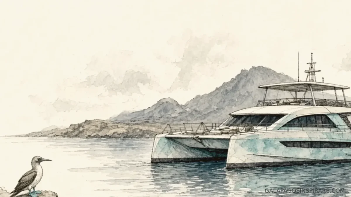 seaman journey galapagos first-class yacht naturalist sketch with seabird